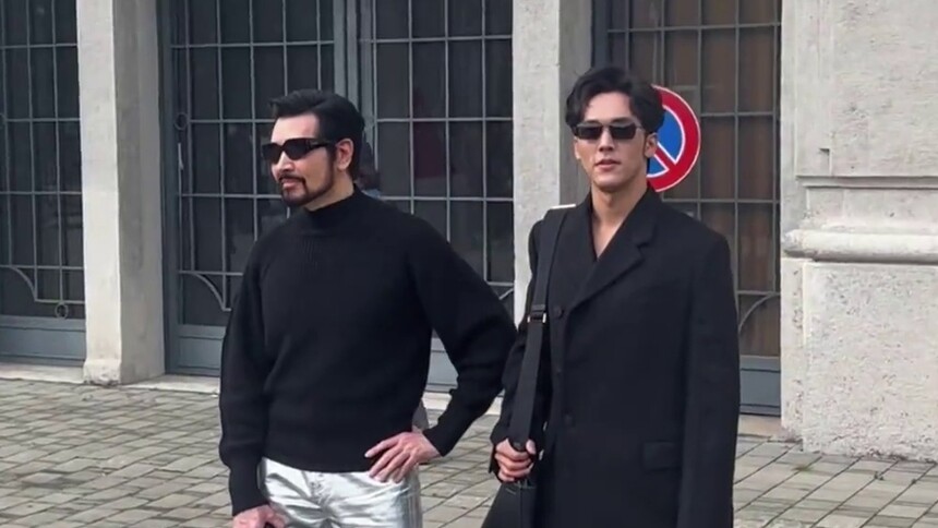 米兰时装周 费翔陈牧驰“父子”同框 满屏荷尔蒙气息