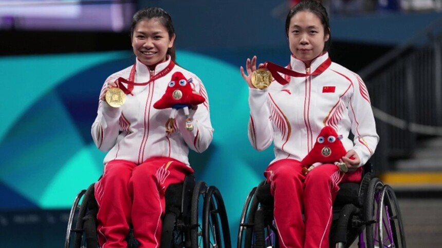 谷晓丹/潘嘉敏获巴黎残奥会乒乓球女双10级冠军