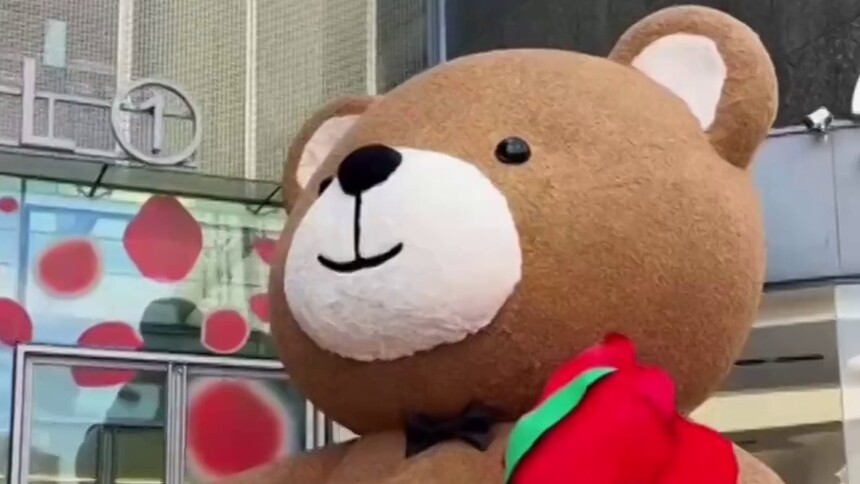 昆明现5米高巨型毛绒熊