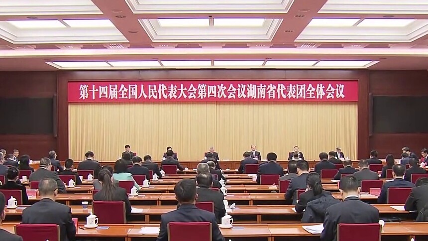 湖南代表团举行第五次全体会议和分组会议 审议全国人大常委会工作报告、“两高”工作报告、四个决议草案 沈晓明主持 刘俊臣毛伟明等参加