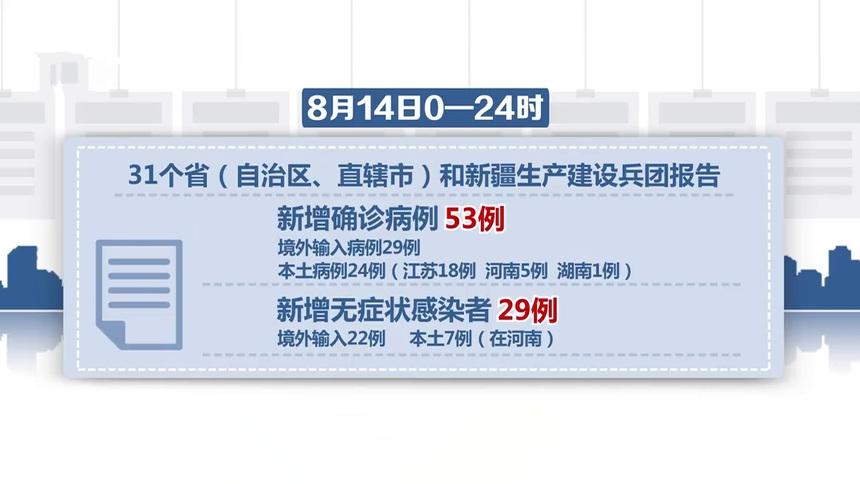 国家卫健委通报8月14日新冠肺炎疫情本土新增确诊24例无症状感染者7例 资讯 高清视频在线观看 芒果tv